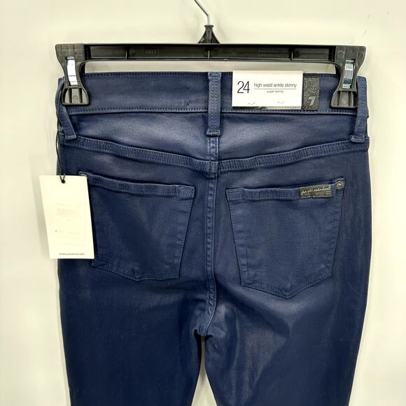 7 FOR ALL MANKIND NWT High Waist Super Skinny Ankle in Coated Ink // 00 - Picture 10 of 12